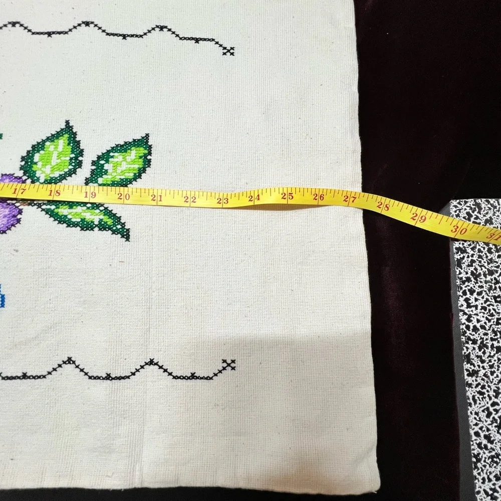 Vintage hand Floral Embroidered purple bearded iris pillow case‎ cotton linen